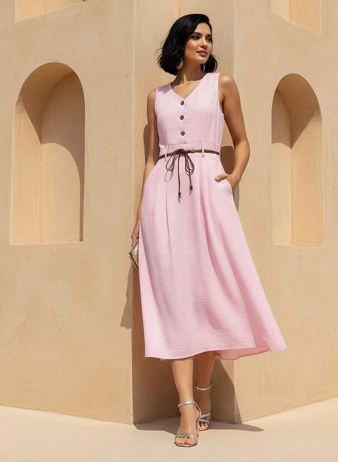 Splash FAV Midi Shirt Dress with Belt